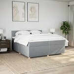 vidaXL Sommier à lattes de lit avec matelas Gris clair 200x200cm Tissu
