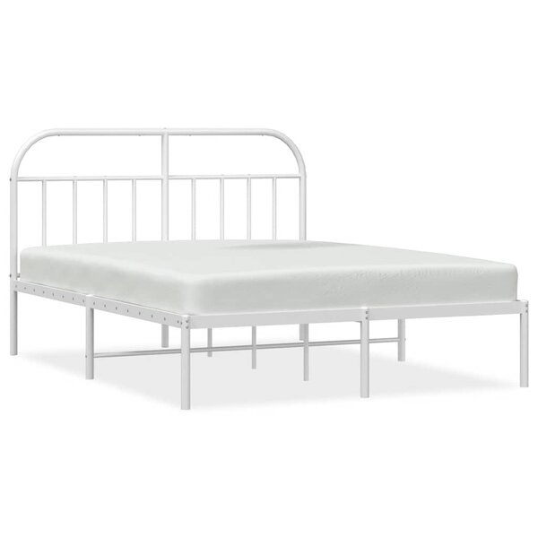 vidaXL Cadre de lit métal sans matelas et tête de lit blanc 150x200 cm