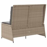 vidaXL Banc inclinable de jardin avec coussins beige résine tressée