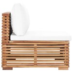 vidaXL Canapé central de jardin avec coussin crème Bois de teck solide