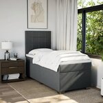 vidaXL Sommier à lattes de lit avec matelas Gris foncé 90x200 cm Tissu