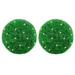 vidaXL Boules de buis artificielles avec lumières LED 2 Pièces vert 45 cm