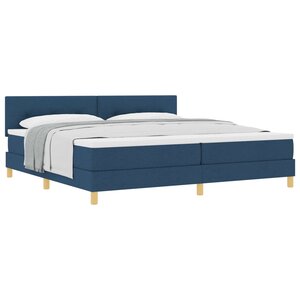 vidaXL Lit à ressorts avec coussin Bleu 200 x 200 cm tissu