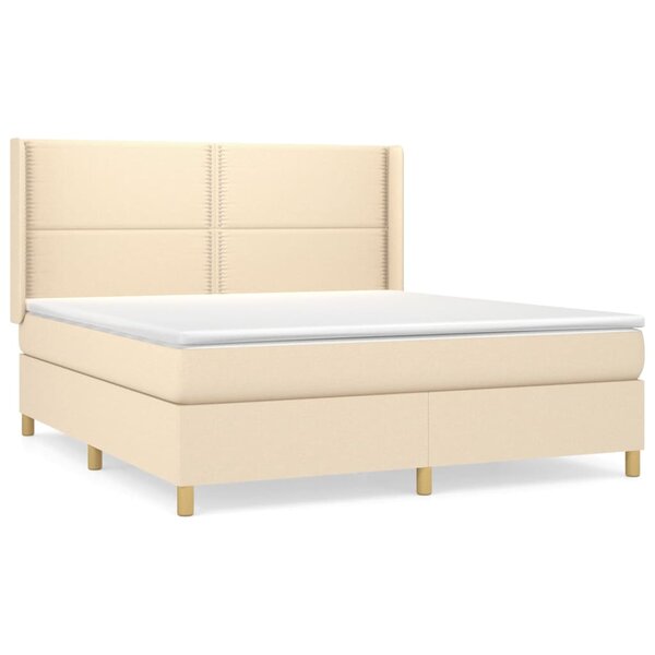vidaXL Sommier à lattes de lit avec matelas Crème 180x200 cm Tissu
