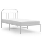 vidaXL Cadre de lit métal sans matelas et tête de lit blanc 107x203 cm