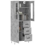 vidaXL Buffet haut Gris béton 69 5x34x180 cm Bois d'ingénierie