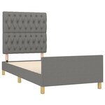 vidaXL Cadre de lit avec tête de lit Gris foncé 100x200 cm Tissu
