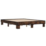 vidaXL Cadre de lit chêne fumé 150x200 cm bois d'ingénierie et métal