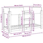vidaXL Lit Superposé pour Enfants Bois ancien 75 x 190 cm