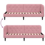 vidaXL Cadre de lit d'angle avec tête de lit Rose 80 x 200 cm Velours