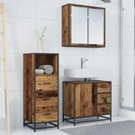 vidaXL Ensemble de mobilier de salle de bain 3 Pièces Bois Ancien