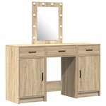 Ensemble de coiffeuse 3 pièces vidaXL avec LED en bois d'ingénierie chêne Sonoma