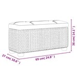 Banc banquette de rangement avec coussin gris 69 cm quenouille 02_0010802