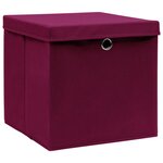 vidaXL Boîtes de rangement 10 Pièces Rouge foncé 32x32x32 cm Tissu