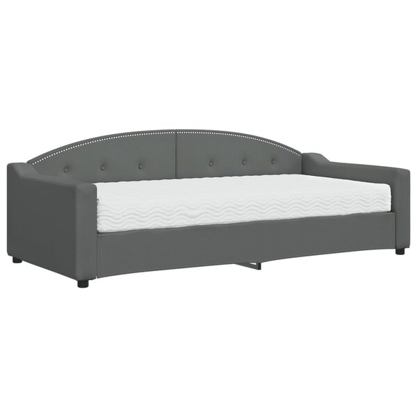 vidaXL Lit de jour avec matelas gris foncé 90x200 cm tissu
