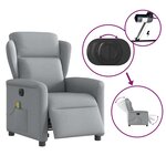 vidaXL Fauteuil de massage inclinable électrique gris clair tissu