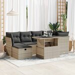 vidaXL Salon de jardin avec coussins 7 Pièces gris clair résine tressée