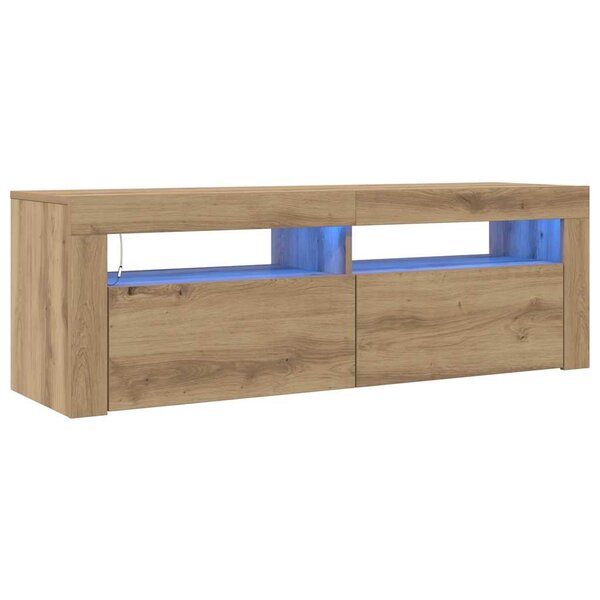 vidaXL Meuble TV avec lumières LED chêne artisanal bois d'ingénierie