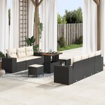 Ensemble de canapés de jardin vidaXL 10 pièces avec coussins noir poly rotin acacia