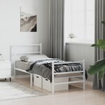 vidaXL Cadre de lit métal sans matelas avec pied de lit blanc 75x190cm