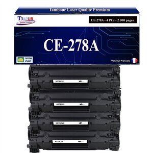 T3AZUR - 4x Toners compatibles avec HP CE278A (78A) pour HP LaserJet Pro M1530 M1536 M1536DNF P1560 P1566 P1606DN