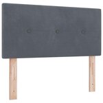 Lit à ressorts avec matelas gris foncé 90x200 cm en velours