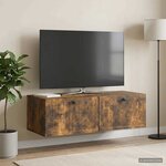 vidaXL Meuble TV mural Chêne fumé 98 x 41 x 30 cm Bois d'ingénierie