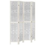 vidaXL Cloison de séparation 4 panneaux blanc bois de paulownia massif