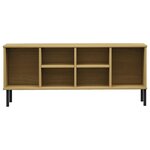 vidaXL Étagère à chaussures pieds en métal Brun 106x35x45 cm Bois OSLO
