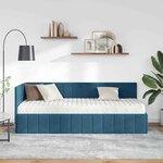 vidaXL Cadre de lit d'angle avec matelas 2 Pièces Bleu Velours