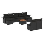 vidaXL Salon de jardin 10 Pièces avec coussins noir résine tressée