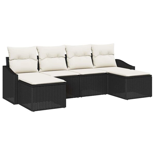 vidaXL Ensemble de salle à manger pour jardin 6 Pièces Noir et Crème
