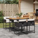 vidaXL Ensemble à manger de jardin coussins 5Pièces Noir Résine tressée
