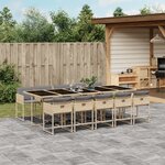 vidaXL Ensemble à manger de jardin et coussins 11 Pièces mélange beige