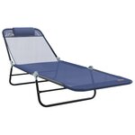 vidaXL Chaises Longues Pliantes 2 Pièces avec Une Têtière en Bleu Textilène