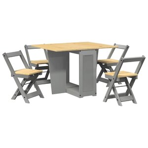 vidaXL Ensemble à manger papillon 5 Pièces Corona pliable gris bois pin