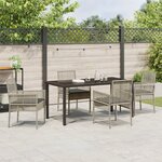 vidaXL Ensemble de salle à manger de jardin 5 pièces avec coussins gris clair en poly rattan