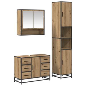 vidaXL Ensemble de mobilier de salle de bain 3 Pièces chêne artisanal