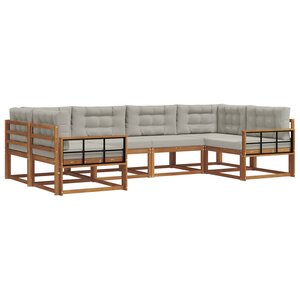 vidaXL Ensemble de canapés d'extérieur 6 pc Gris Naturel et Clair