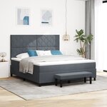 vidaXL Lit Box Spring avec Matelas et Banc Gris Foncé 180x200 cm Velours