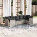 vidaXL Salon de jardin avec coussins 7 Pièces gris clair résine tressée