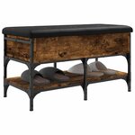 vidaXL Banc à chaussures chêne fumé 82x42x45 cm bois d'ingénierie