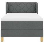Lit boxspring vidaXL avec matelas en gris foncé  90x200 cm en tissu