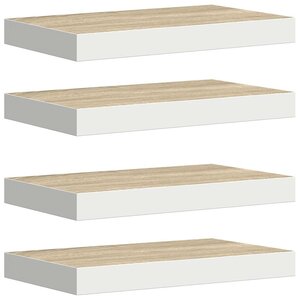 vidaXL Étagères flottantes 4 Pièces Chêne et blanc 40x23x3 8 cm MDF