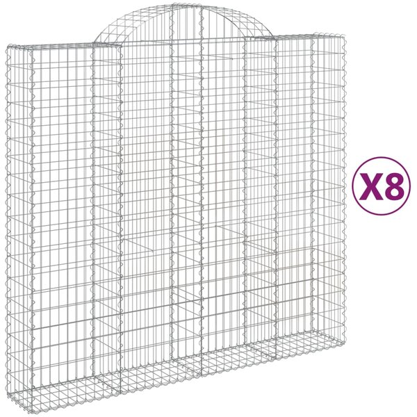 vidaXL Paniers à gabions arqués 8 Pièces 200x50x180/200 cm Fer galvanisé
