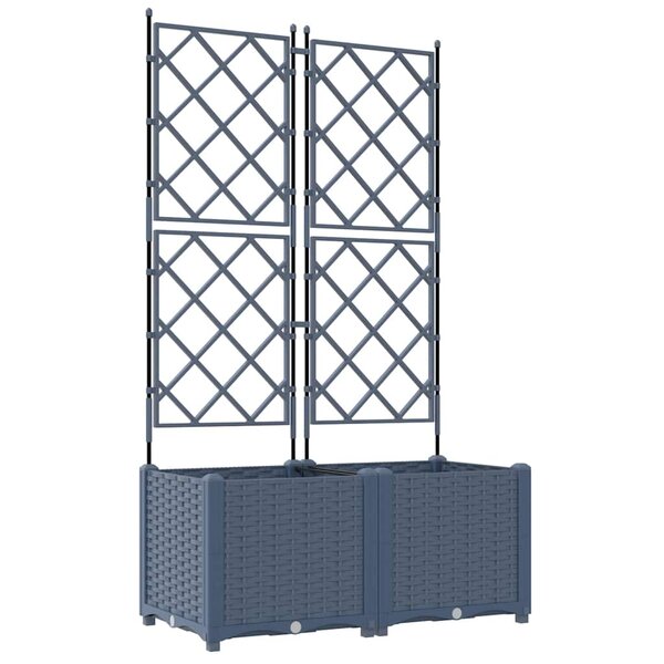 vidaXL Bac à fleurs avec Treillis 2 Pièces Gris 80 x 40 x 143 cm PP