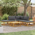 vidaXL Salon de jardin 6 Pièces avec coussins Bois d'acacia solide