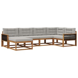 vidaXL Ensemble de canapés d'extérieur 6 pc Naturel et Gris clair