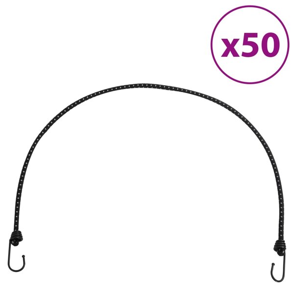 vidaXL Cordes élastiques avec bandes réfléchissantes et crochets 50Pièces