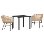 vidaXL Ensemble de salle à manger de jardin 3 pièces avec coussins en poly rattan marron